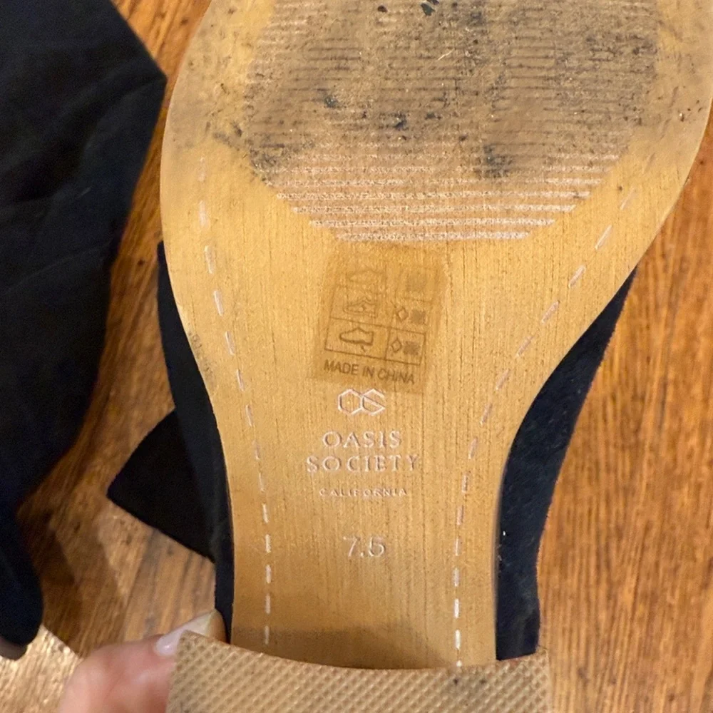 Oasis Society Black Suede Knee High Block Heeled Boots - women's size 7.5 - Picture 5 of 7